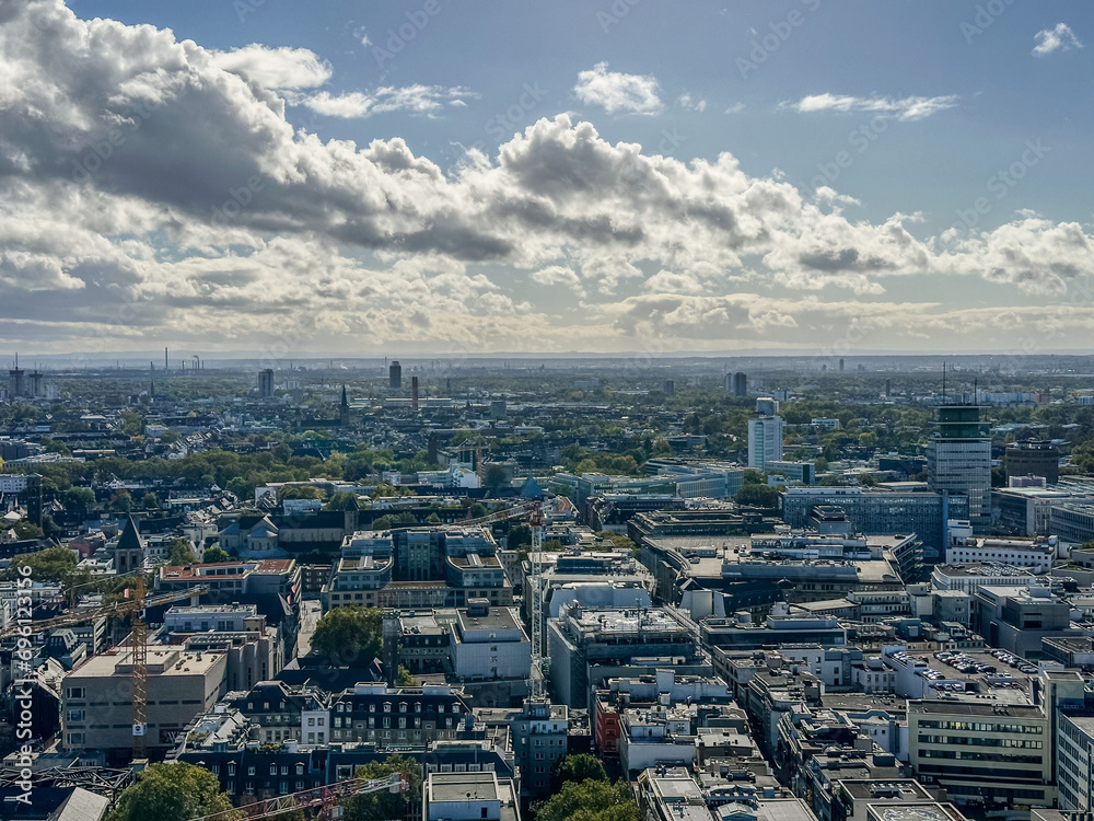 Beautiful Panoramic view from Cologne Cathedral in Cologne, Germany