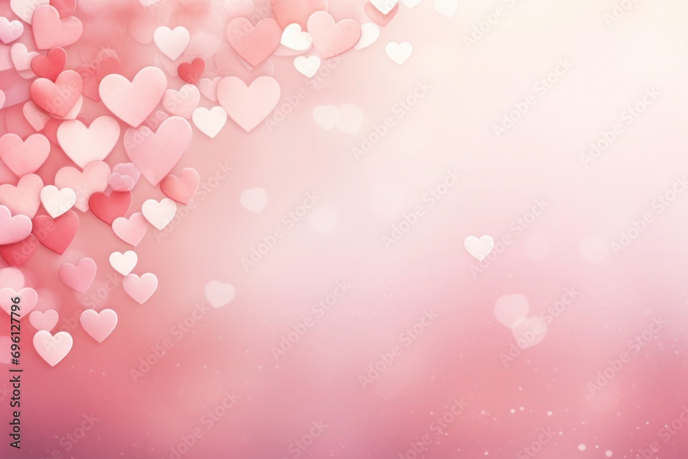 Abstract Watercolor Hearts on a Soft Pink background, St Valentine day or wedding greetings card