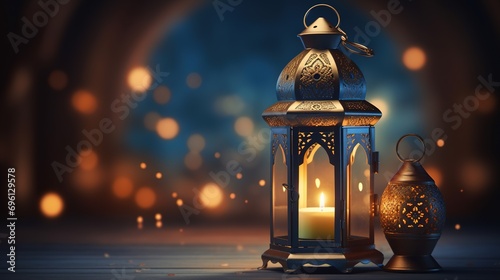 Ramadan Kareem greeting photo of beautiful Arabic lantern © HM Design
