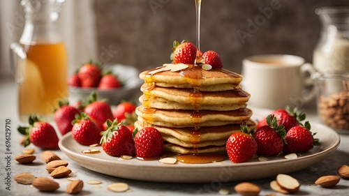 pancakes with strawberries and cream