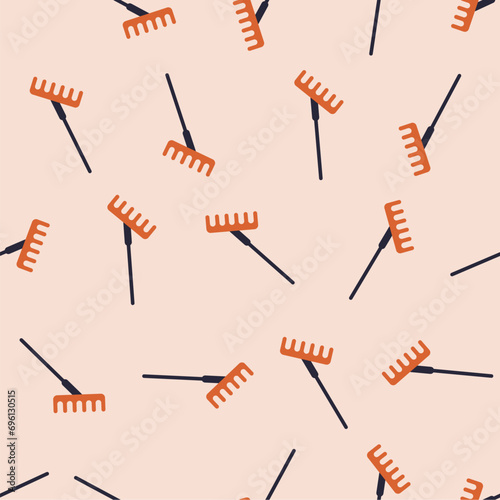 Rake seamless pattern. Suitable for backgrounds, wallpapers, fabrics, textiles, wrapping papers, printed materials, and many more. Editable vector.