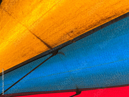 close up multicolored umbrella texture.