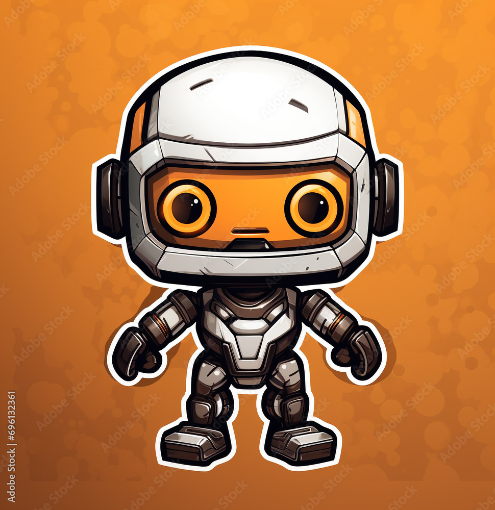 cute robot stickers in bright orange. can be printed on t-shirts and merchandise