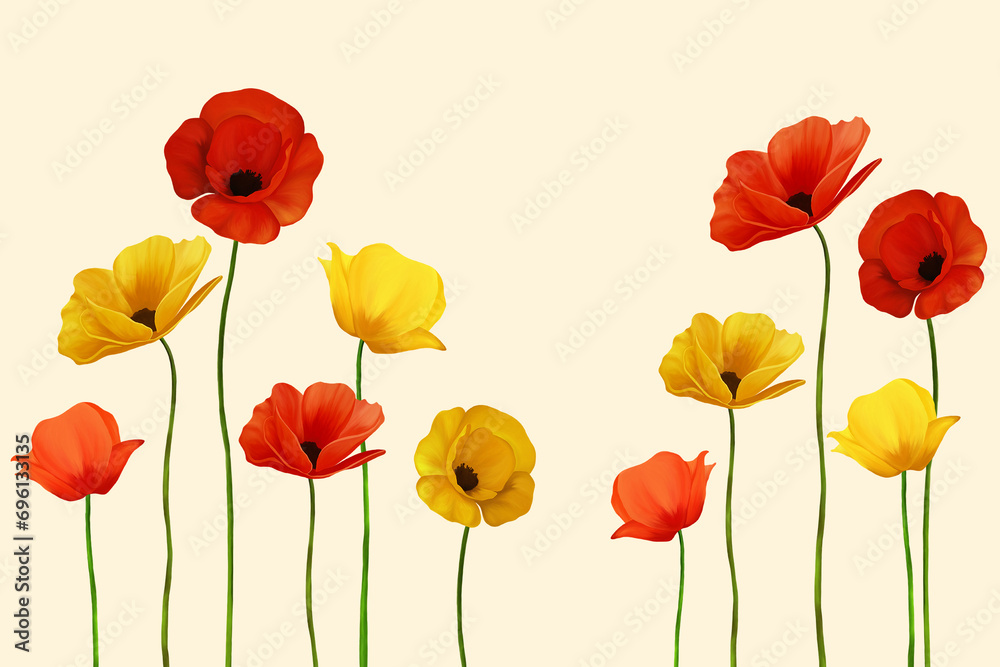 Naklejka premium Poppy Flower Drawing