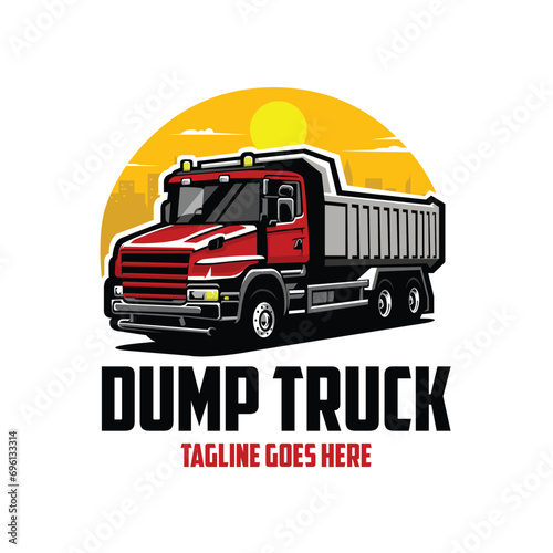 Dump Truck Ready Made Logo Template Vector Isolated. Best for Transport Related Industry