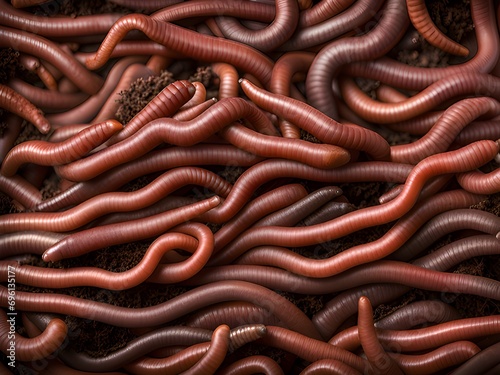 a closeup shot of a brown worms on a dark background © mansum008