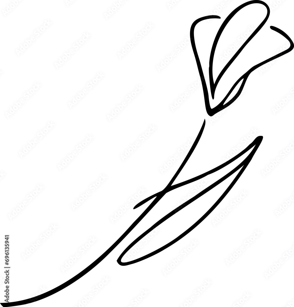 Flower outline sketch logo vector illustration. Simple Flower hand drawing stylized design element Flower outline sketch logo vector illustration. Simple Flower hand drawing stylized design element