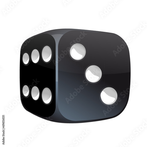 black cube dice three-dimensional vector illustration