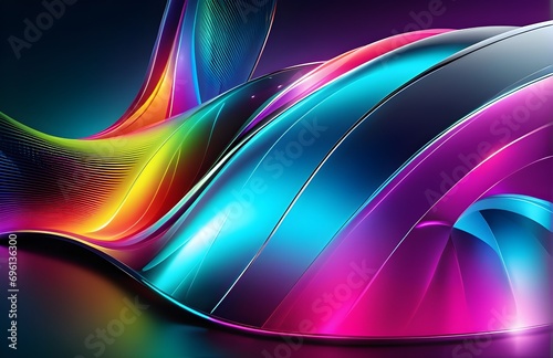 Wallpaper abstract background with multicolored wavy lines  3d rendering