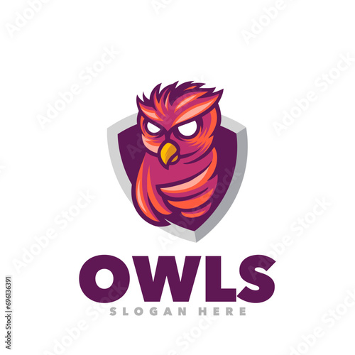 Cute owl emblem mascot logo