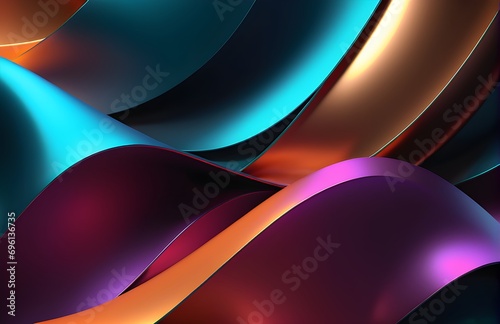 Wallpaper abstract background with multicolored wavy lines, 3d rendering