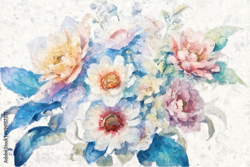 Elegant beautiful abstract oil painting flowers © yang