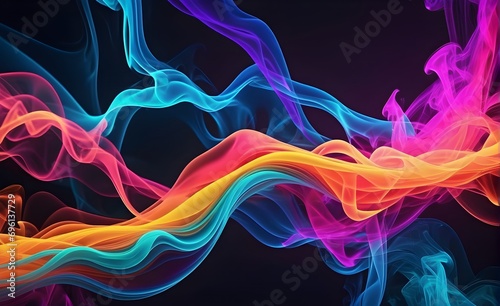 Wallpaper abstract background with multicolored wavy smoke, 3d rendering.