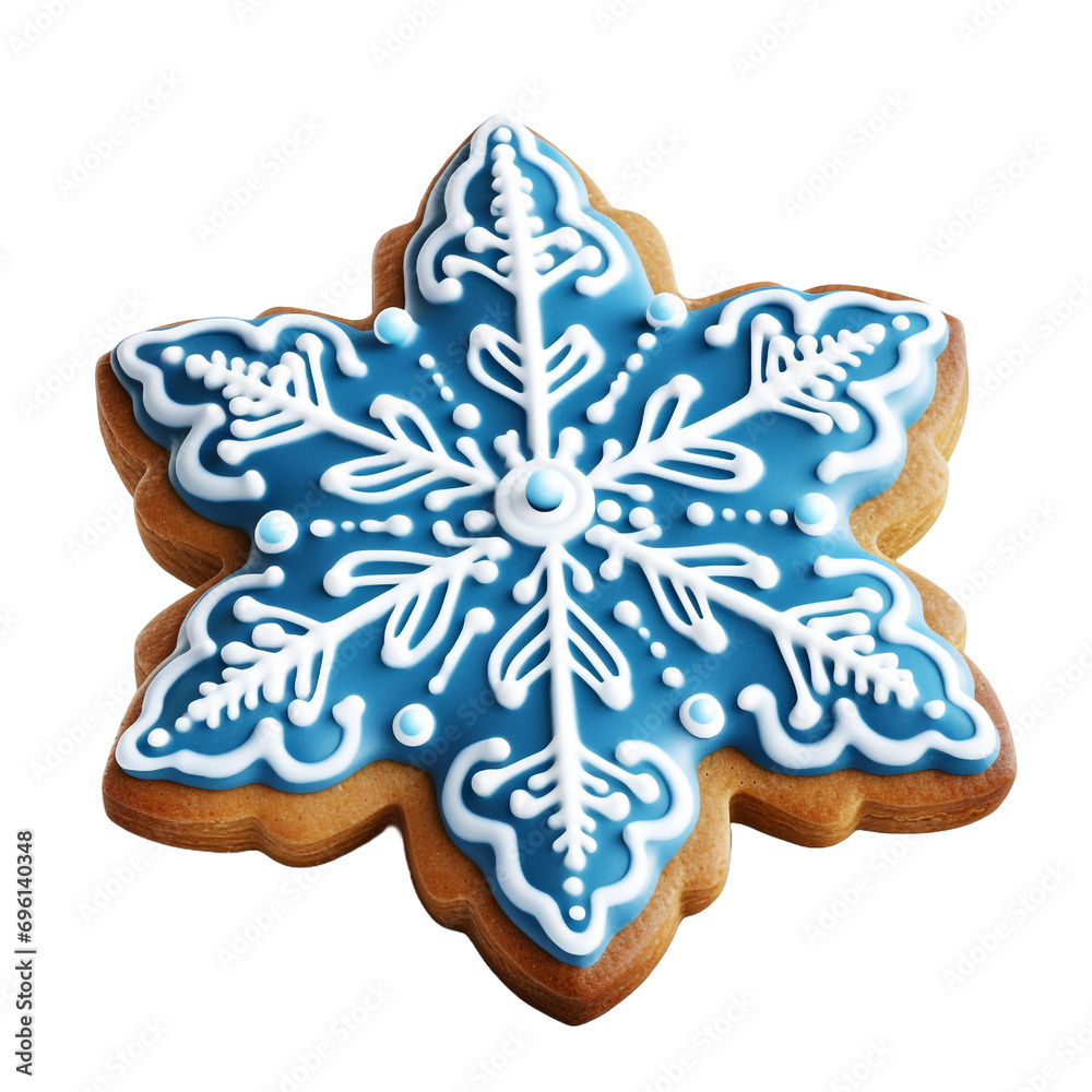 Festive blue gingerbread cookie and decoration isolated on transparent background Festive blue gingerbread cookie and decoration isolated on transparent background