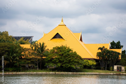 Exterior classic building of Golden jubilee Museum of Agriculture Office  or Wisdomking Wisdom Farm for thai people travelers travel visit and study learn at Pathumthani city in Pathum Thani  Thailand