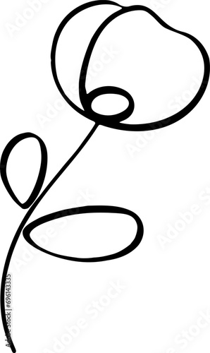 Flower outline sketch logo vector illustration. Simple Flower hand drawing stylized design element © Visual Content