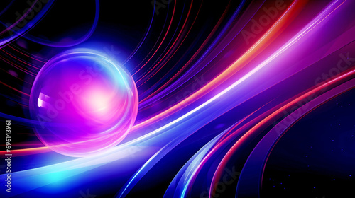 Abstract background with blue and pink neon lines. Fantastic wallpaper