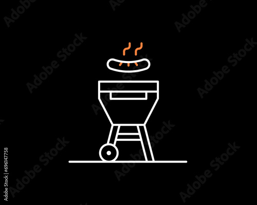 bbq illustration in dark style. Flat vector illustration.