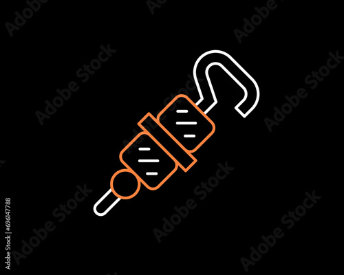 bbq illustration in dark style. Flat vector illustration.