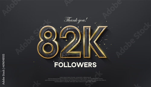 Golden line thank you 82k followers  with a luxurious and elegant gold color.