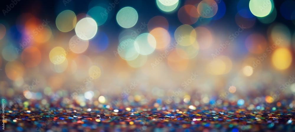 Vibrant and festive bokeh with dynamic party elements and colorful confetti for a lively celebration
