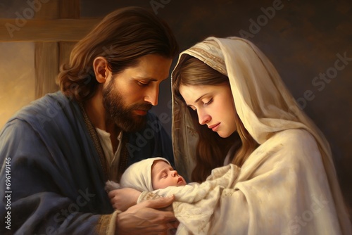 Traditional Catholic art representation of the Holy Family.