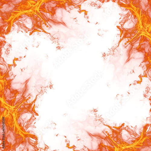 realistic flames of fire border isolated on transparent background