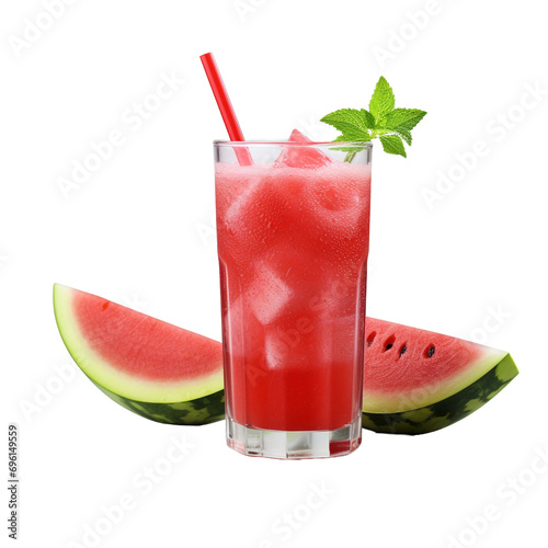 Fresh watermelon juice isolated on transparent background