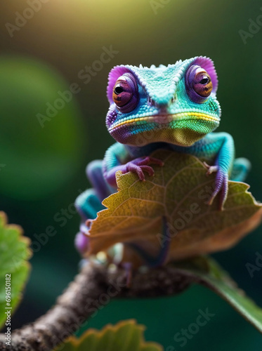 colorful chameleon on a branch