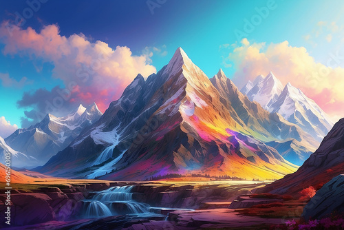 Mountain with colorful realism