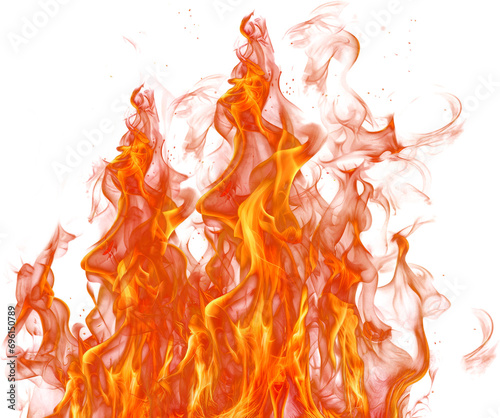 Hot flame particles on transparent background
