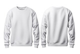 Plain white long sweat t-shirt for mockup in PNG transparent background	