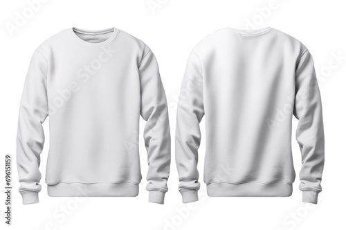 Plain white long sweat t-shirt for mockup in PNG transparent background	 photo