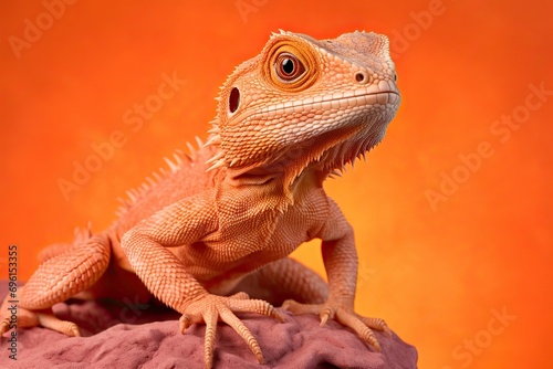 chamelon lizard in peach fuzz color theme © AI Farm