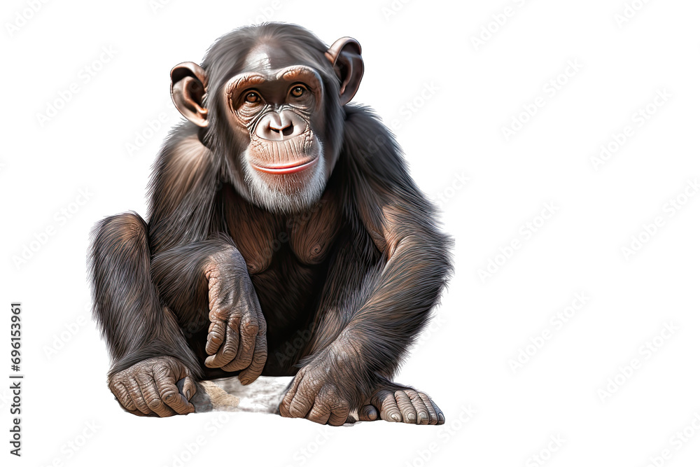 Chimpanzee thingking on transparent background Chimpanzee thingking on transparent background
