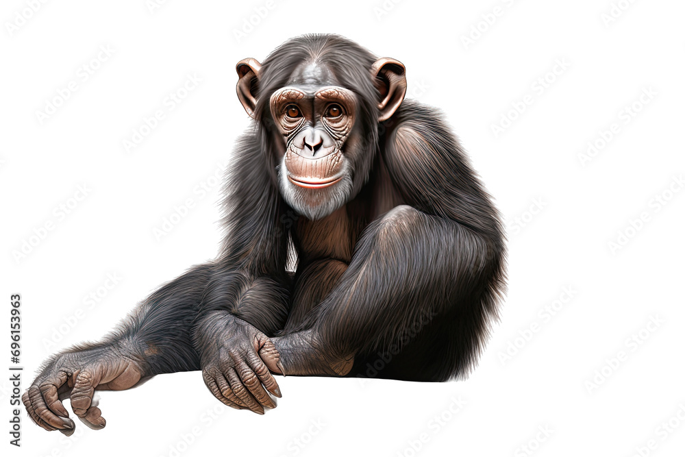 Chimpanzee thingking on transparent background Chimpanzee thingking on transparent background