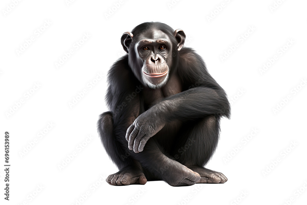 Chimpanzee thingking on transparent background Chimpanzee thingking on transparent background