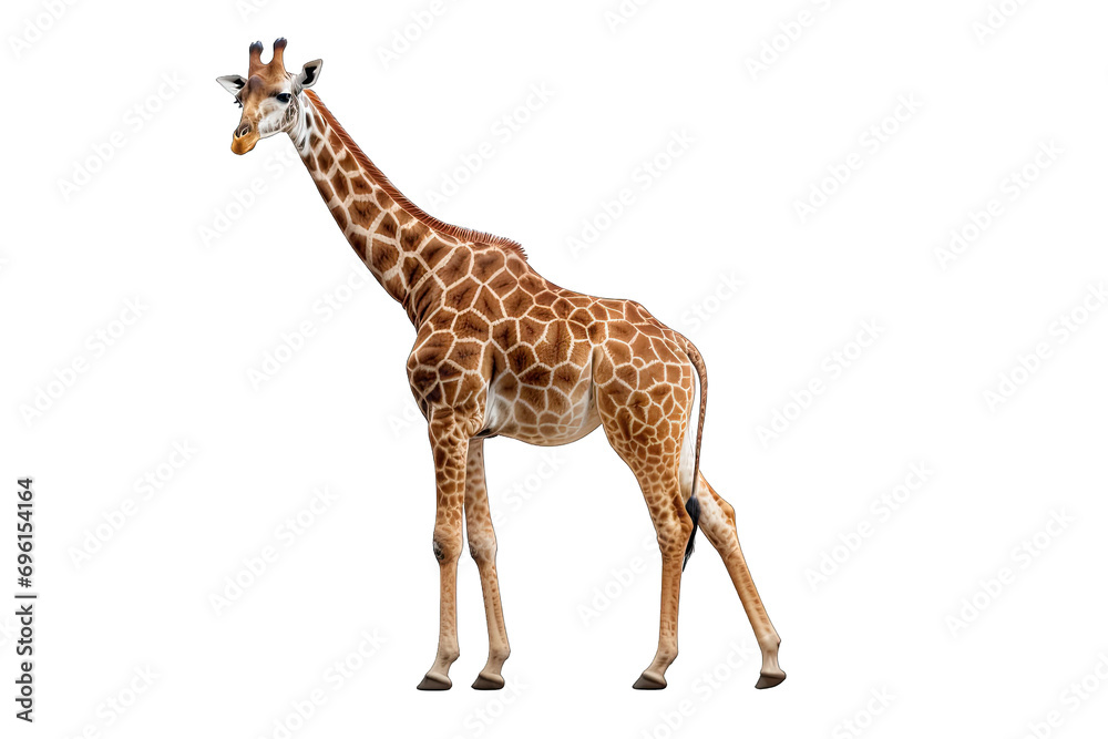 full giraffe on isolated transparent background