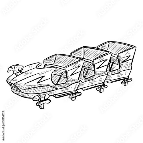 roller coaster train handdrawn illustration
