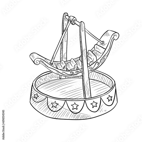 kora kora swing boat handdrawn illustration