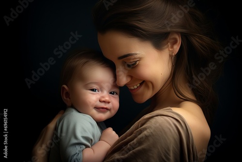 Mom with baby smiling