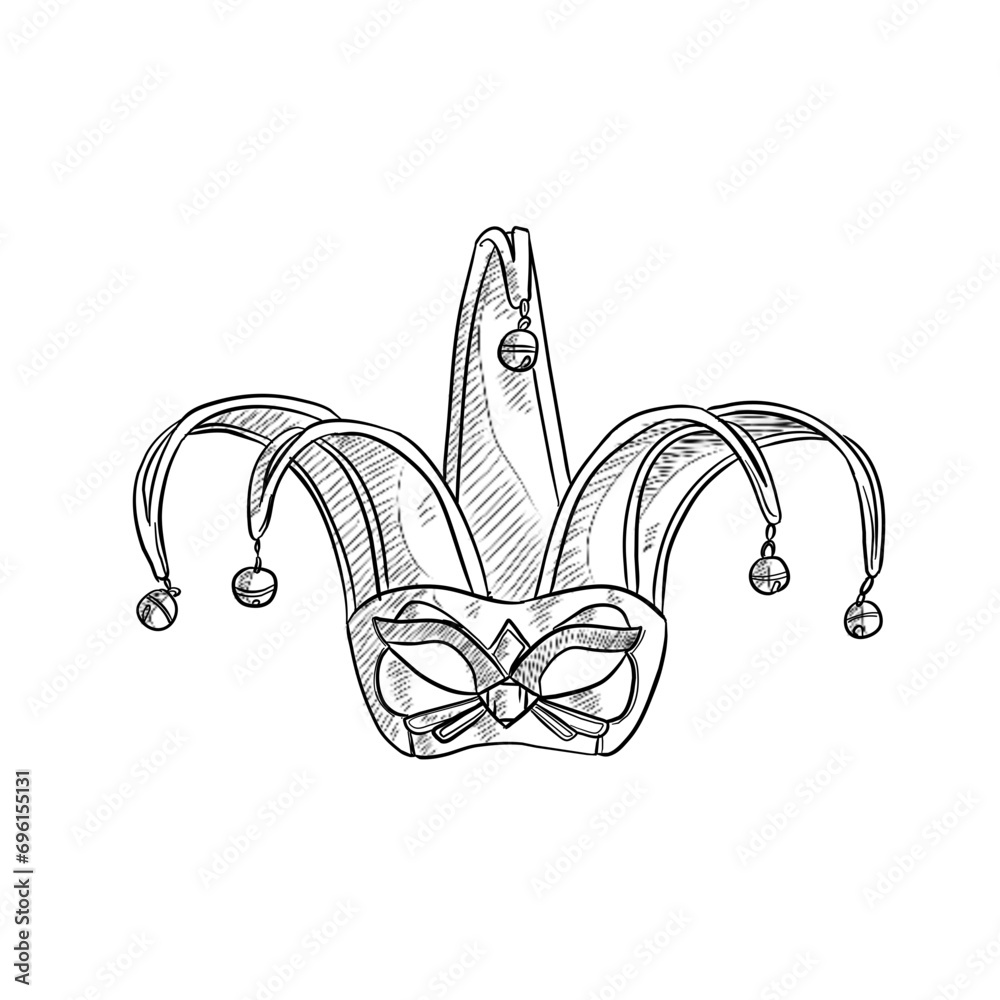 clown hat handdrawn illustration