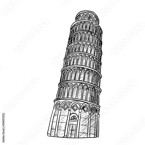 tower of pisa handdrawn illustration