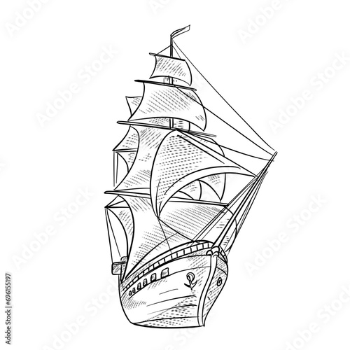 caravel handdrawn illustration