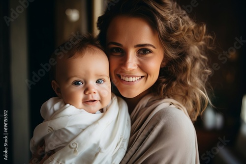 Mom with baby smiling