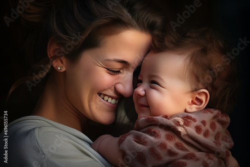 Mom with baby smiling