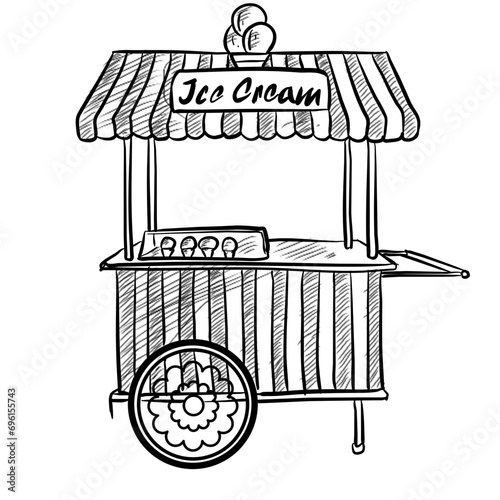 food cart handdrawn illustration