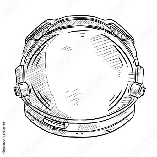 astronaut helmet handdrawn illustration