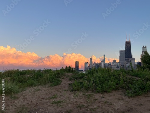 sunset over the city