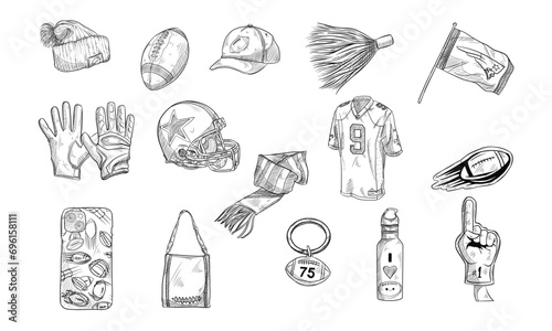 american footballs handdrawn collection